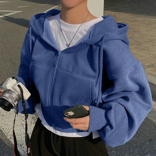 Cozy Cropped Zip Hoodie