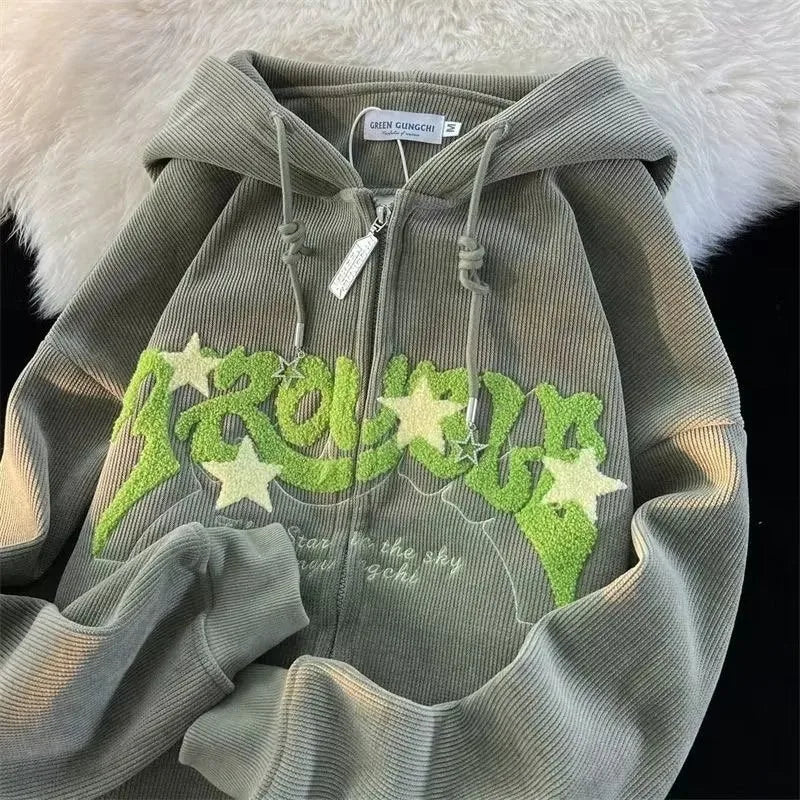 Trendy Y2K Embroidered Hoodie