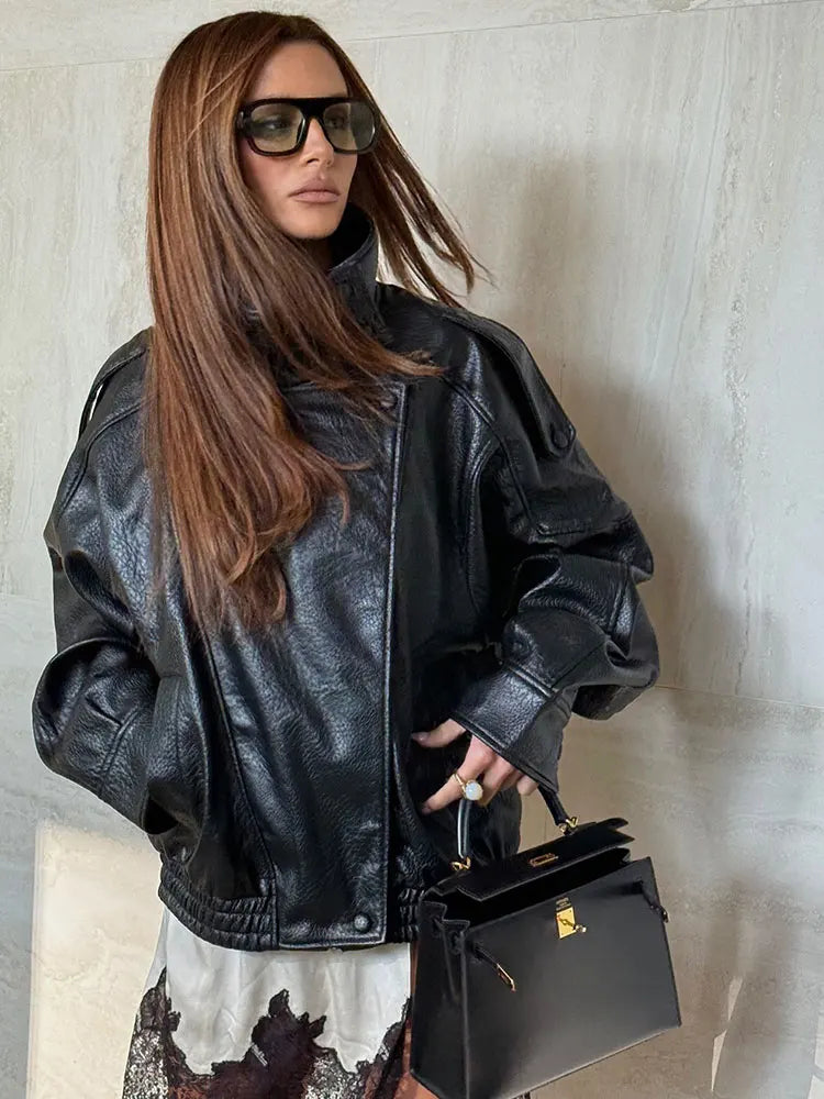 Chic Faux Leather Jacket