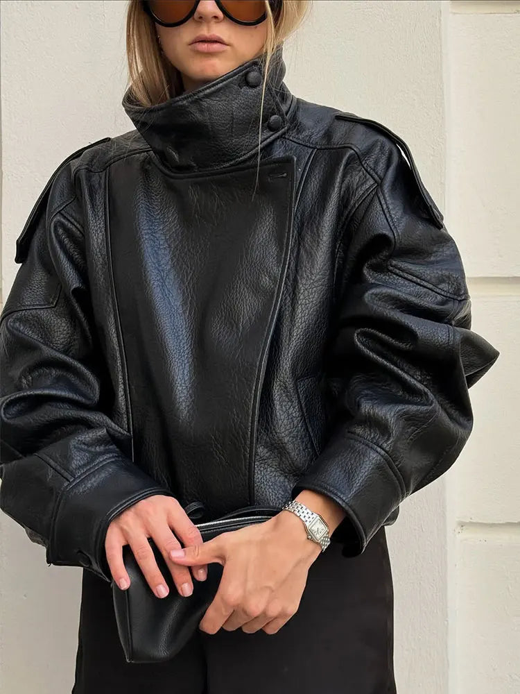 Chic Faux Leather Jacket