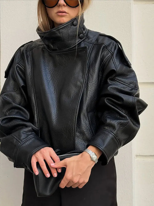 Chic Faux Leather Jacket