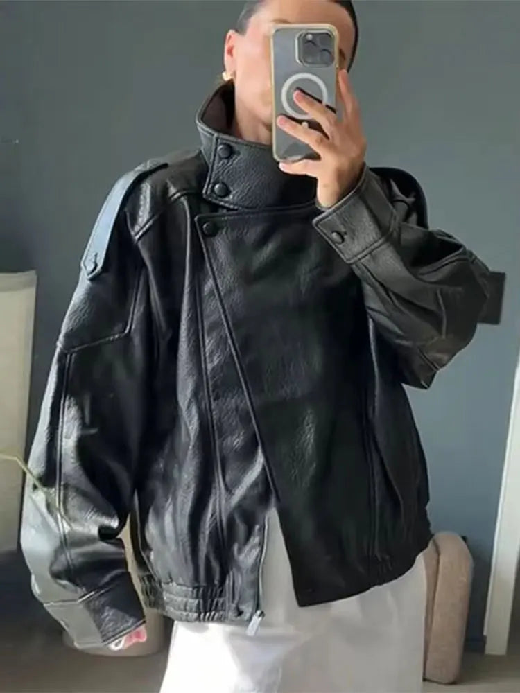 Chic Faux Leather Jacket