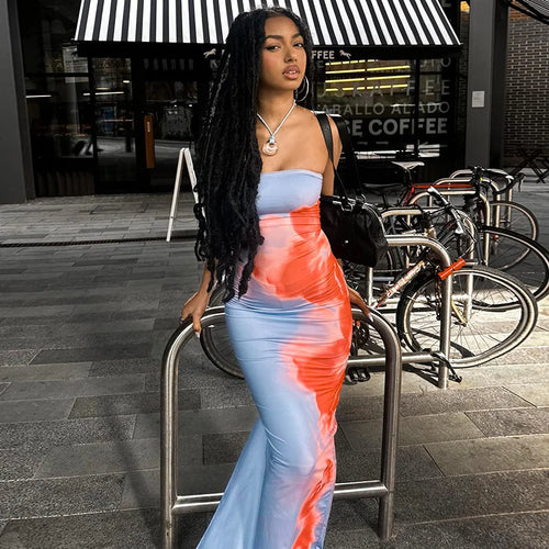 Bold Strapless Maxi Sundress
